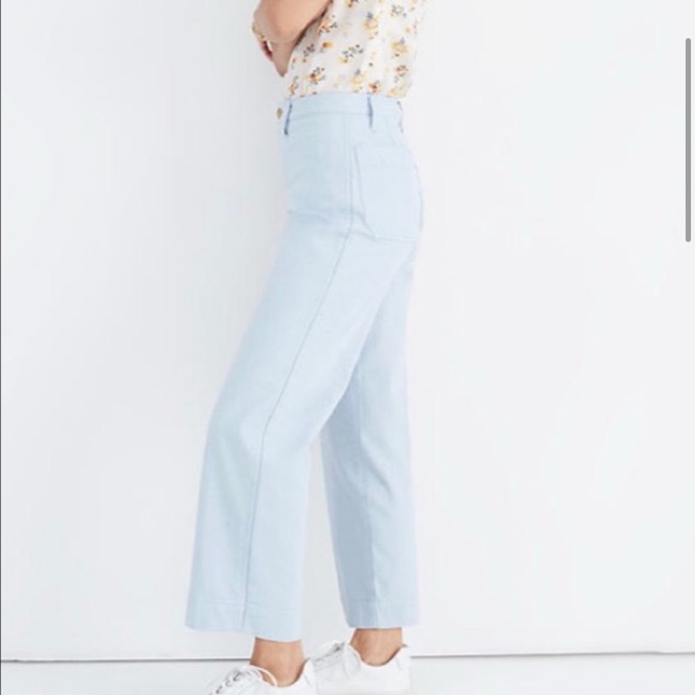 UNIQUE speckled Madewell light wash mid rise wide leg jeans size 35 plus size